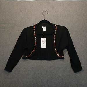 NWT Krista Lee S shrug beaded‎ trim boho indie sleaze hippie goth bohemian